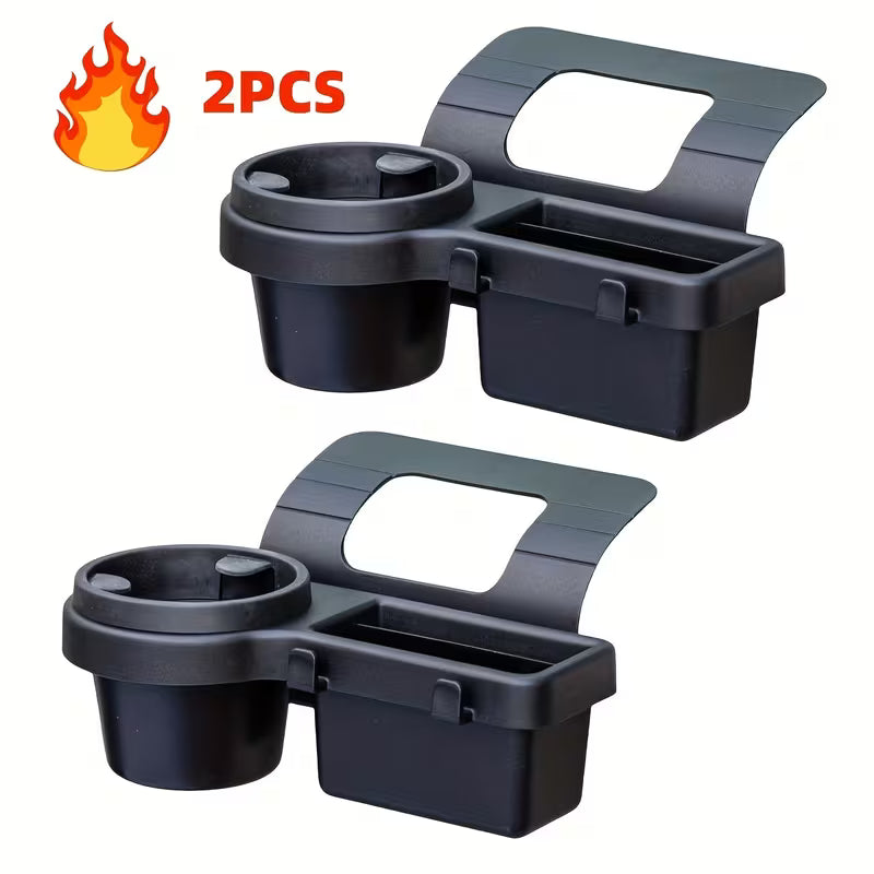 4-in-1 Multipurpose Car Window Mount Organizer Tray with Phone Stand, Cup Holder, Hooks & Storage Box