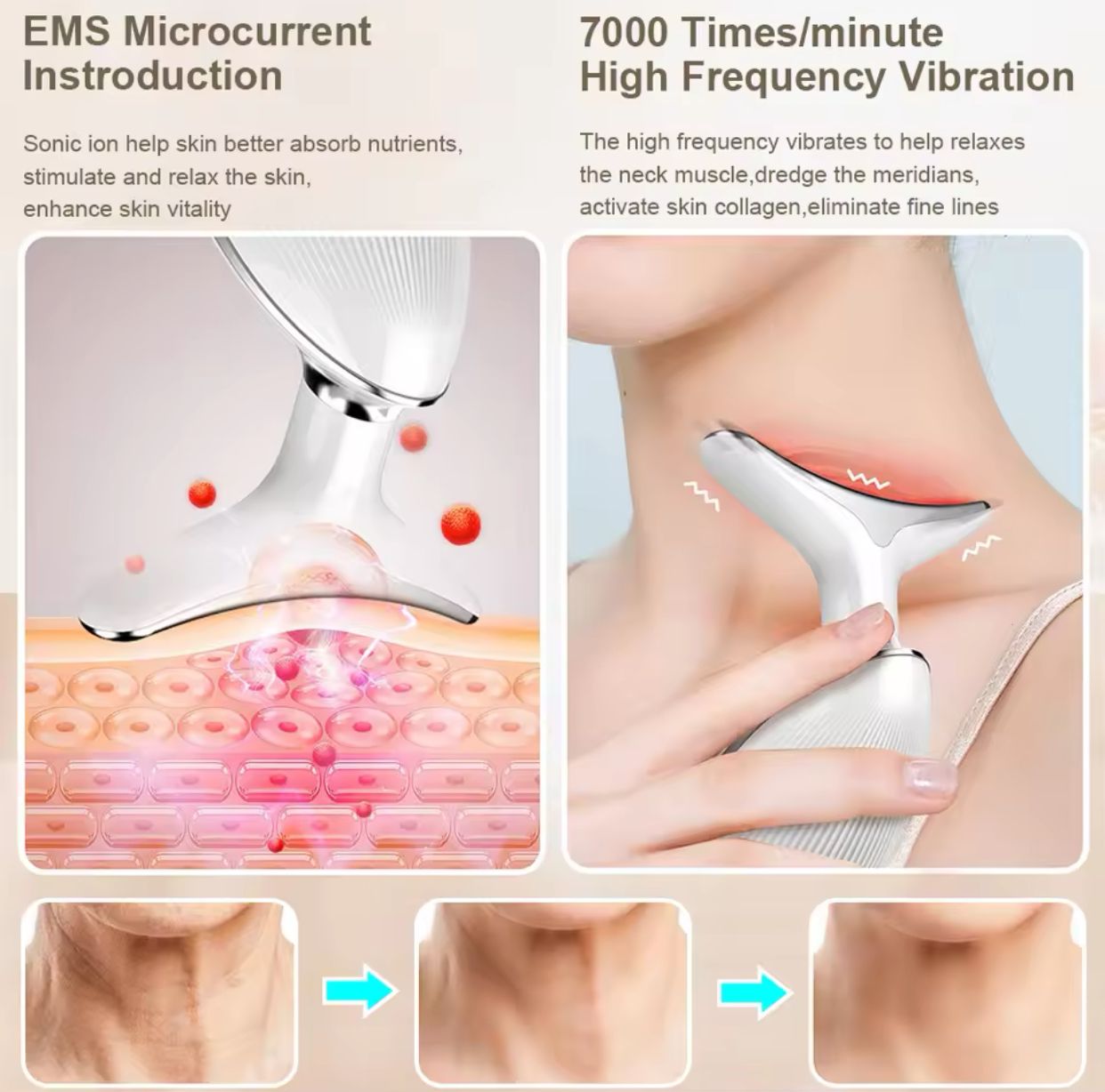 LED Face & Neck Wrinkle Massager! 7-in-1 Facial LED Sculptor  [With Free of Cost GIFT]