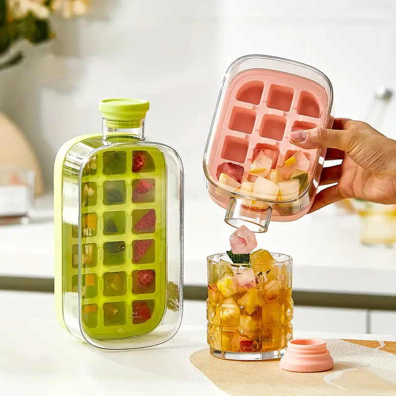 2-in-1 Ice Cube Tray with Bottle – Press Release Ice Mold & Drink Container