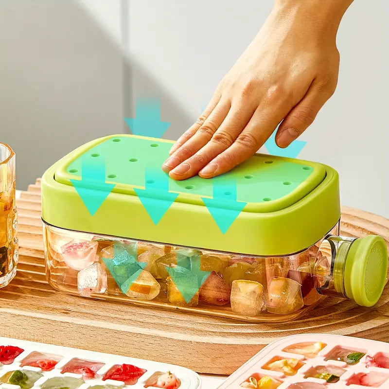 2-in-1 Ice Cube Tray with Bottle – Press Release Ice Mold & Drink Container