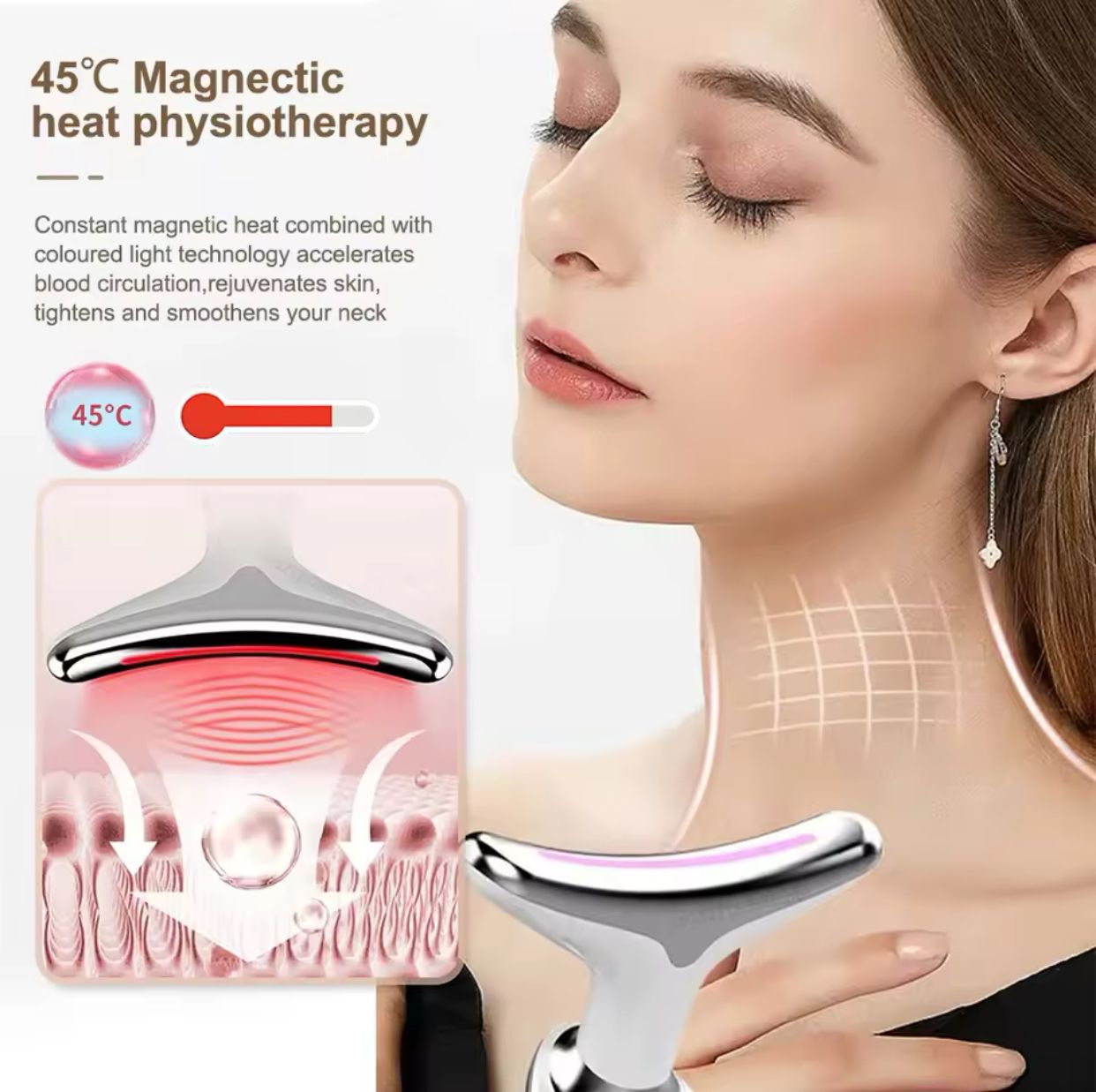 LED Face & Neck Wrinkle Massager! 7-in-1 Facial LED Sculptor  [With Free of Cost GIFT]
