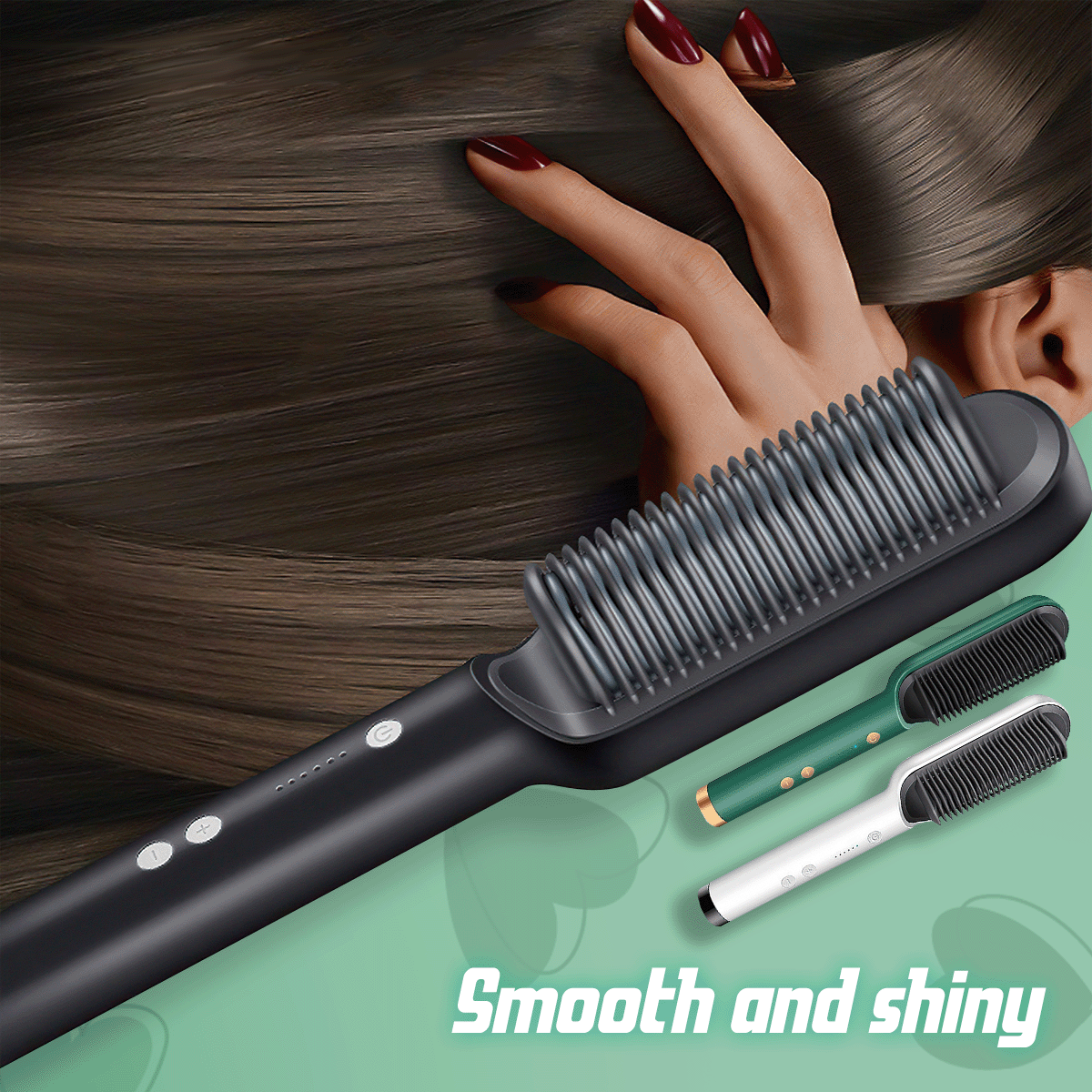2-in-1 Multi-speed Electric Hair Straightening Brush Comb