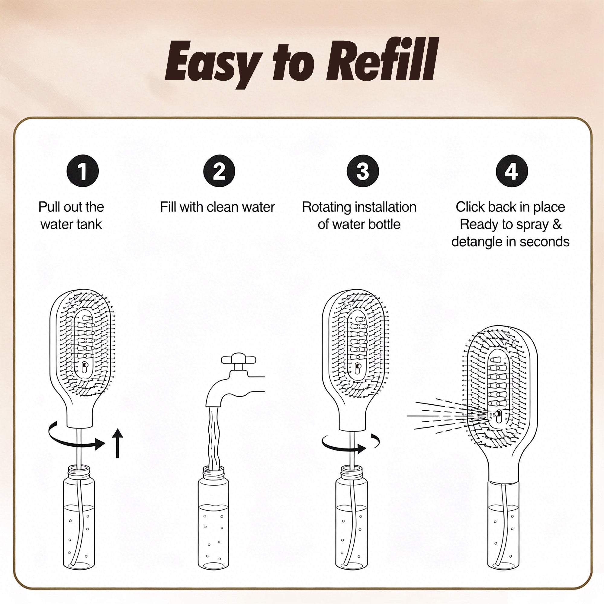 MistBrush™ 3-in-1 Misting Hair Brush – Spray, Detangle & Massage