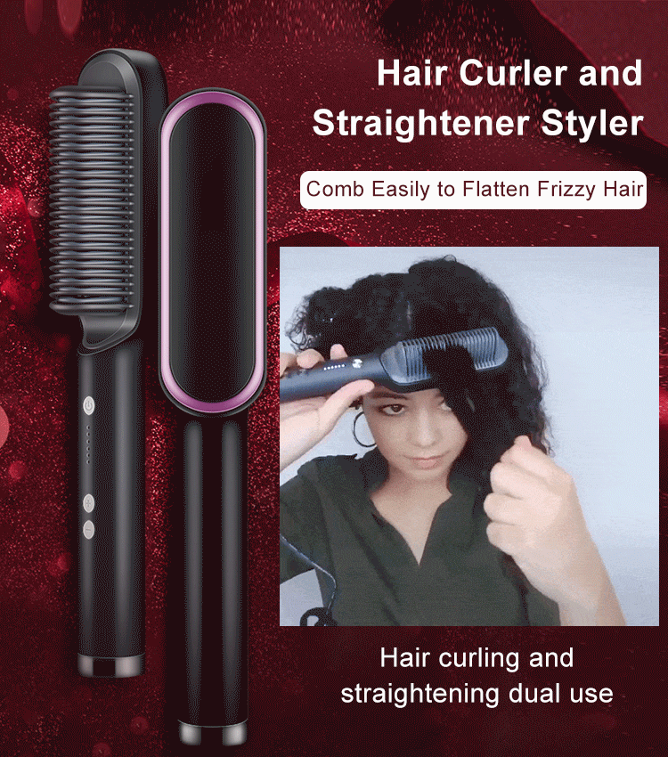 2-in-1 Multi-speed Electric Hair Straightening Brush Comb