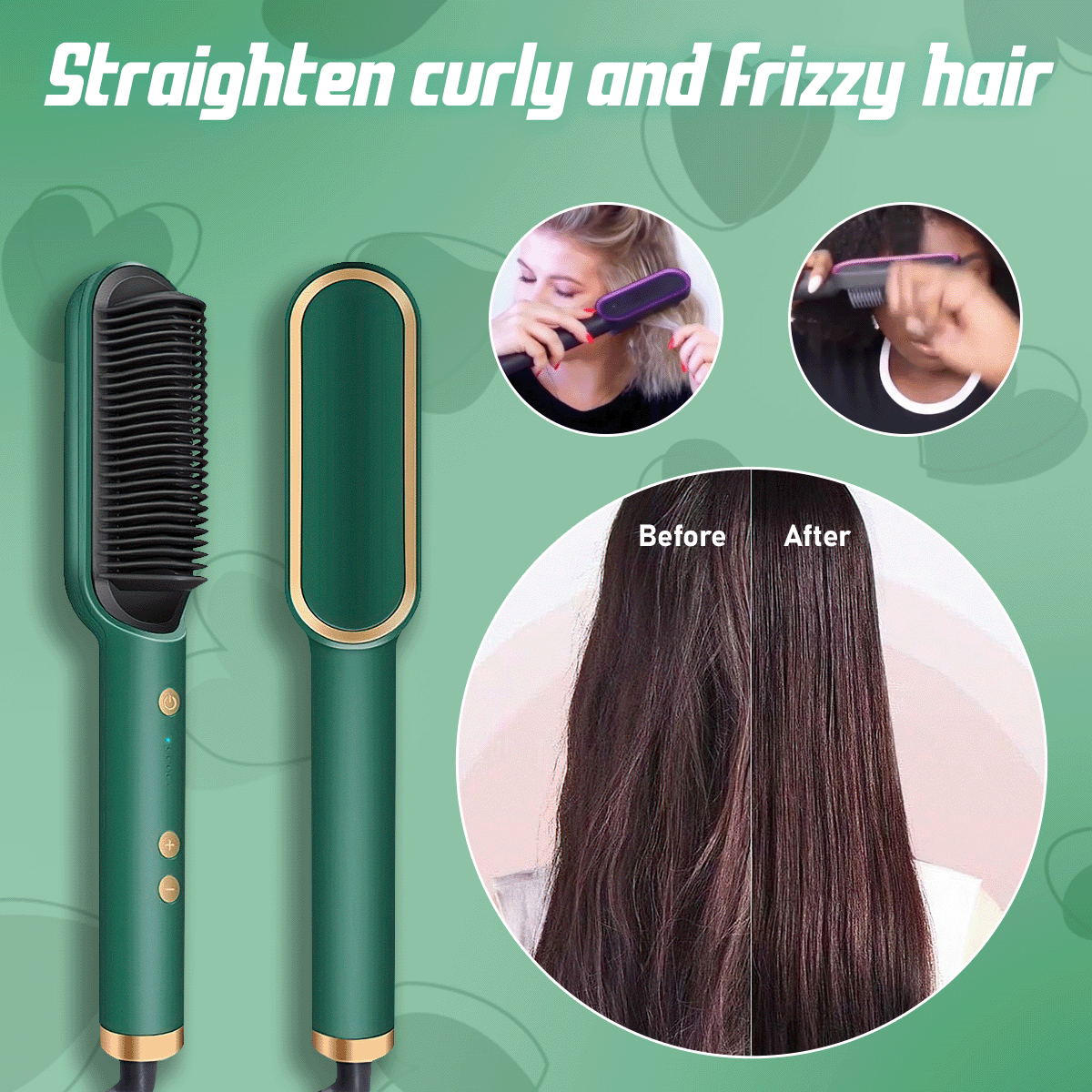 2-in-1 Multi-speed Electric Hair Straightening Brush Comb