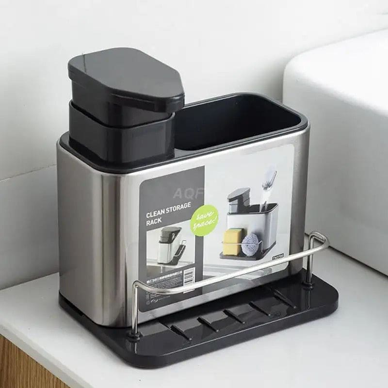 Kitchen Sink Cutlery Holder, Stainless Steel Flatware Organizer, Kitchen Utensils Cutlery Caddy Counter, Multifunctional Kitchen Sink Washing Sponge Storage Rack, Chopstick Cage with Water Outlet Tray