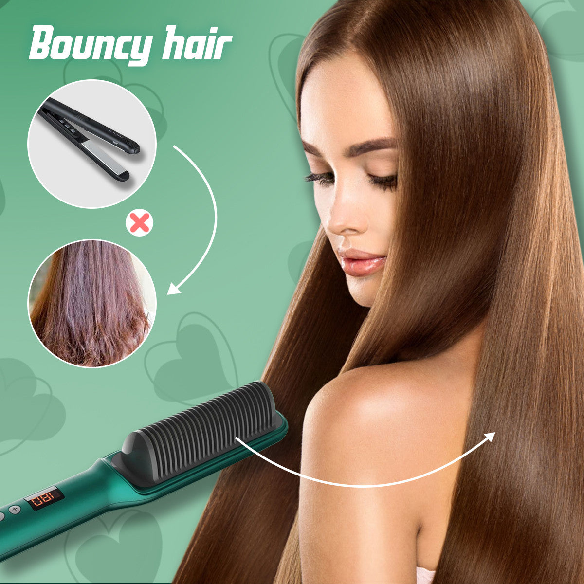 2-in-1 Multi-speed Electric Hair Straightening Brush Comb