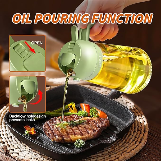 2 in 1 Glass Oil Sprayer & Dispenser  + 🎁 FREE  Oil Bottle with Nylon Brush