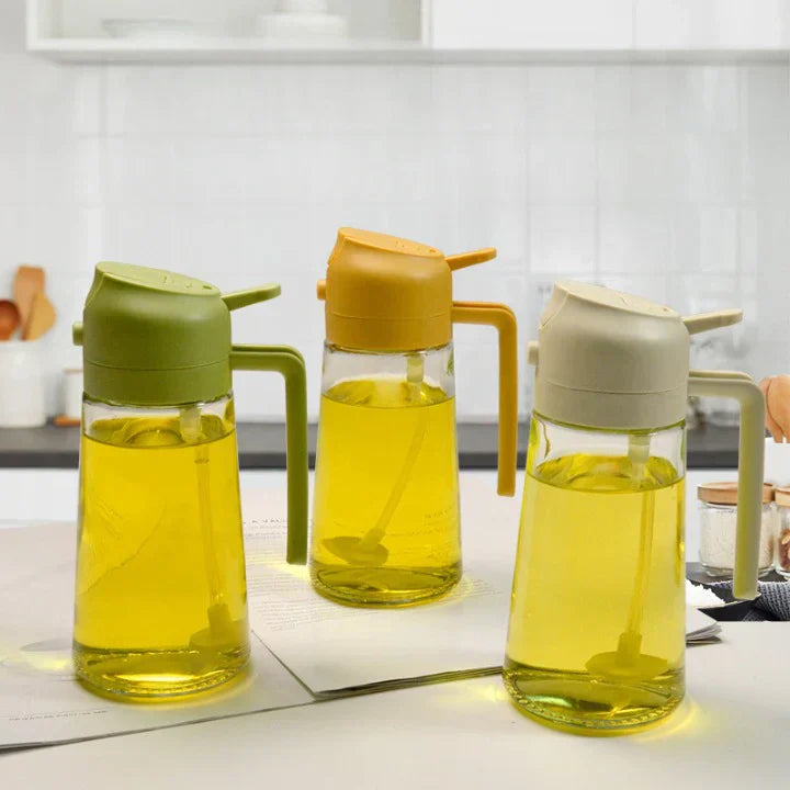 2 in 1 Glass Oil Sprayer & Dispenser  + 🎁 FREE  Oil Bottle with Nylon Brush