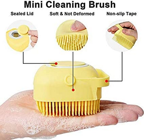 Silicone Bath Body Brush Featuring a Built-In Liquid Soap Dispenser