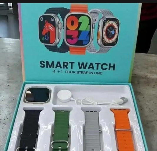 Crown 4+1 smart watch-wireless charging smart watch with 4 straps