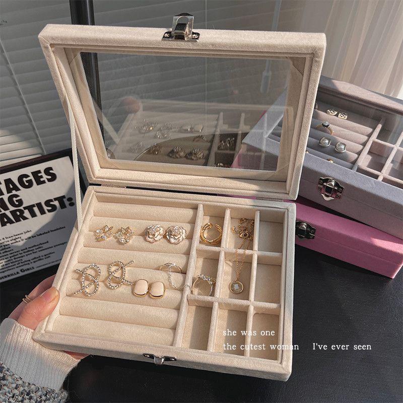 Portable Velvet Jewelry Box  Display Organizer