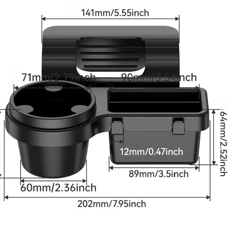 4-in-1 Multipurpose Car Window Mount Organizer Tray with Phone Stand, Cup Holder, Hooks & Storage Box