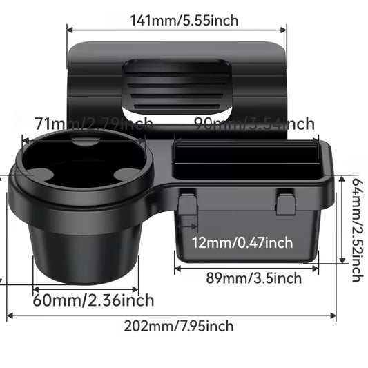 4-in-1 Multipurpose Car Window Mount Organizer Tray with Phone Stand, Cup Holder, Hooks & Storage Box