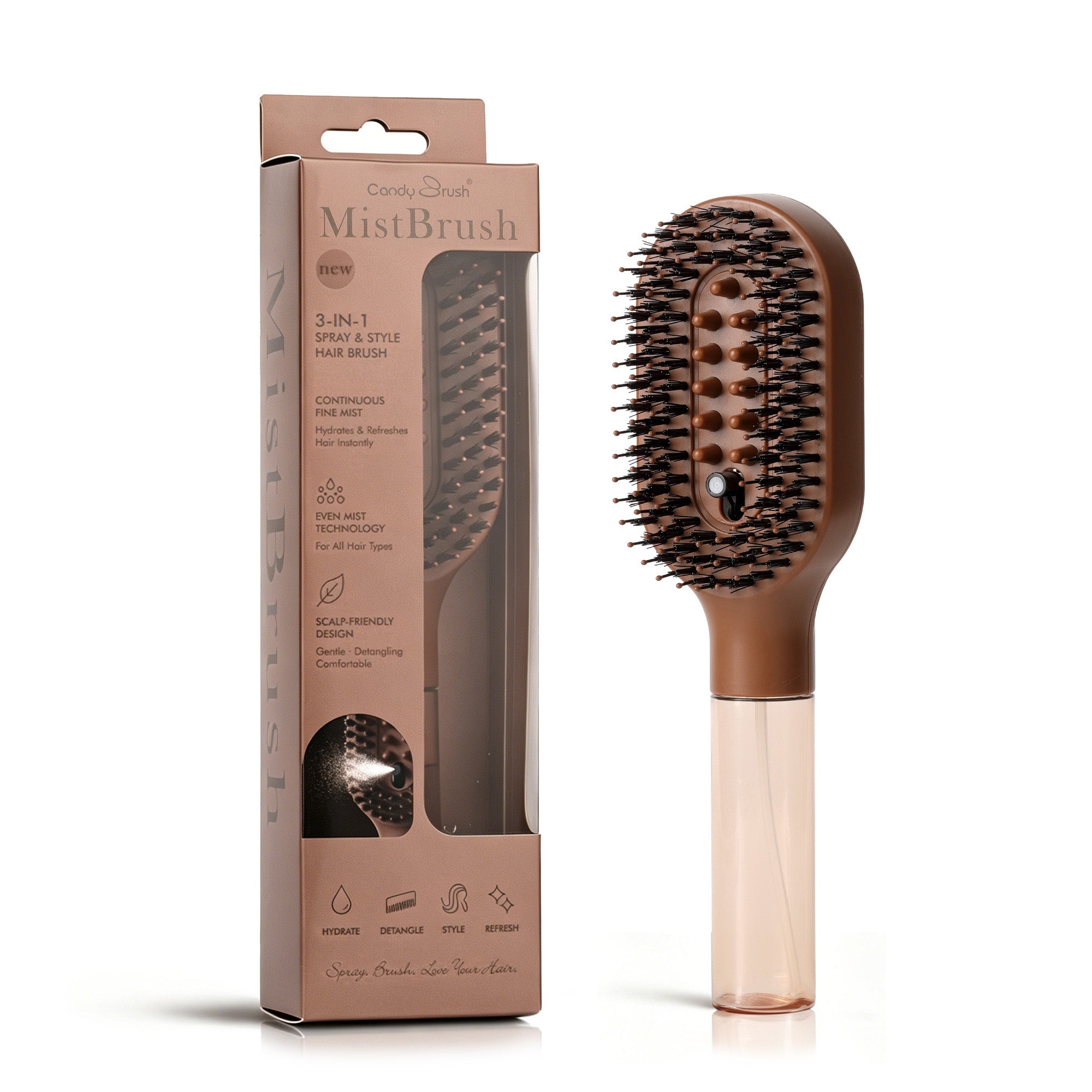 MistBrush™ 3-in-1 Misting Hair Brush – Spray, Detangle & Massage
