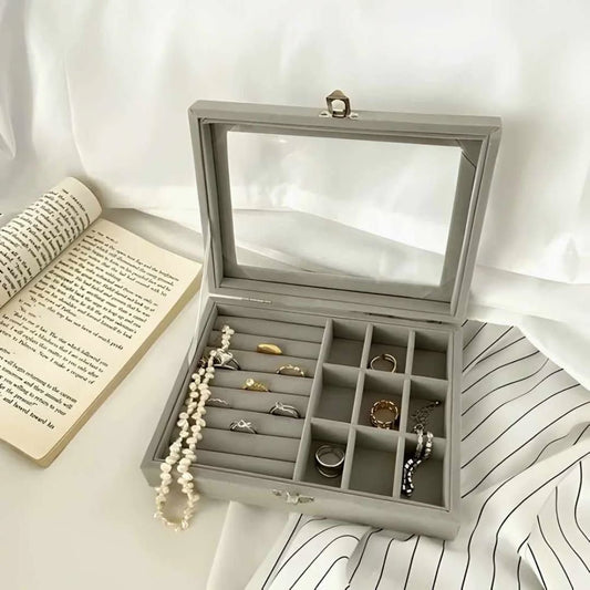 Portable Velvet Jewelry Box  Display Organizer