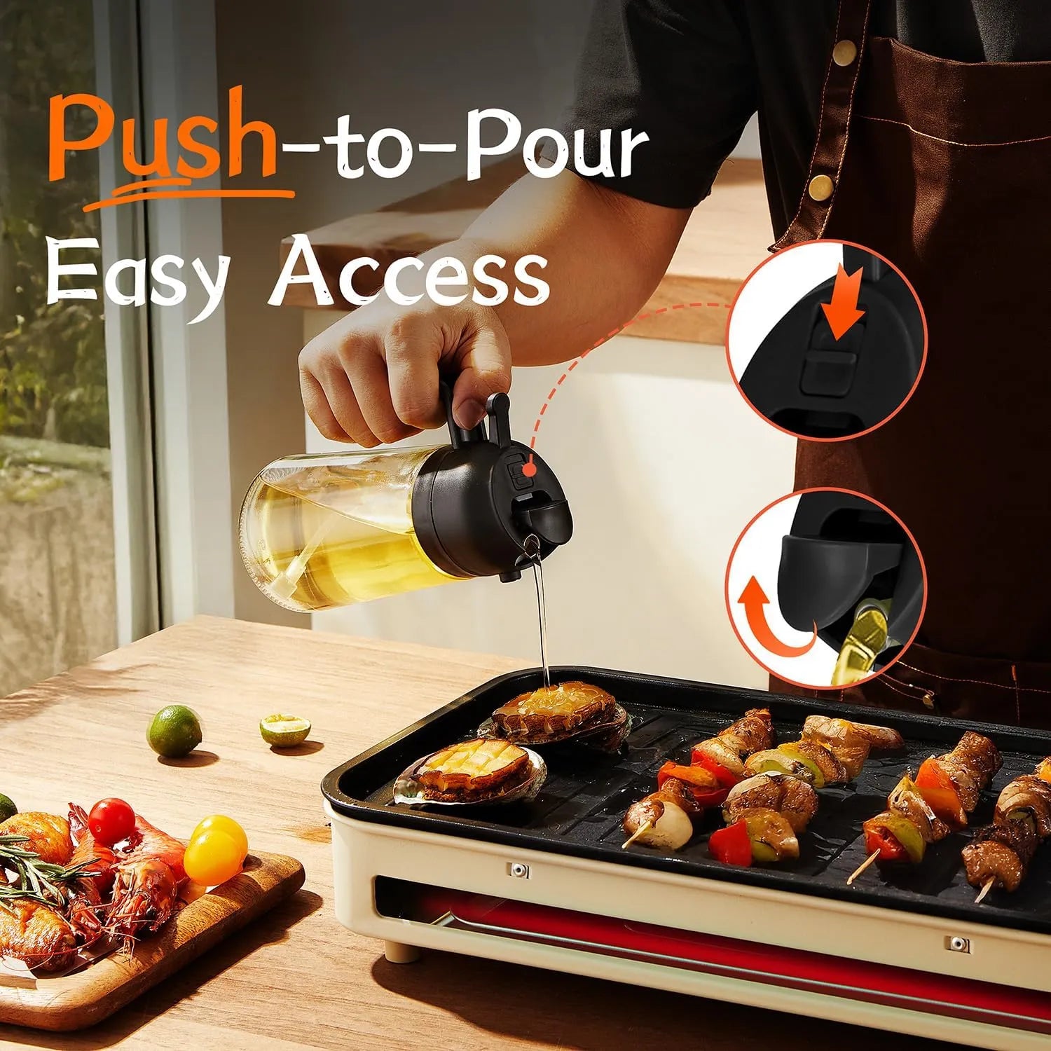 2 in 1 Glass Oil Sprayer & Dispenser  + 🎁 FREE  Oil Bottle with Nylon Brush