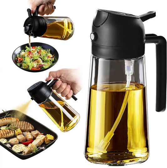 2 in 1 Glass Oil Sprayer & Dispenser  + 🎁 FREE  Oil Bottle with Nylon Brush