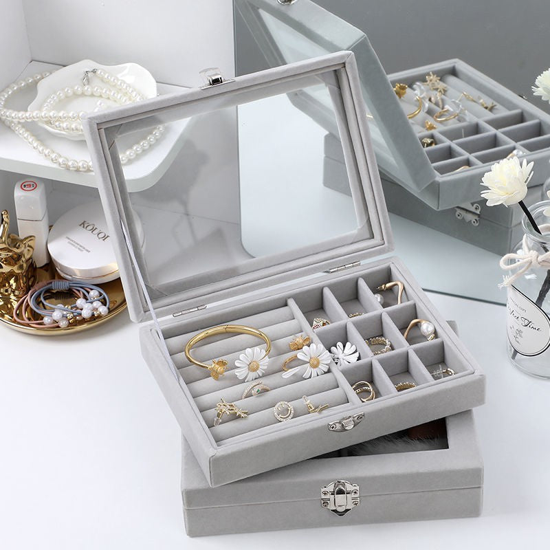 Portable Velvet Jewelry Box  Display Organizer