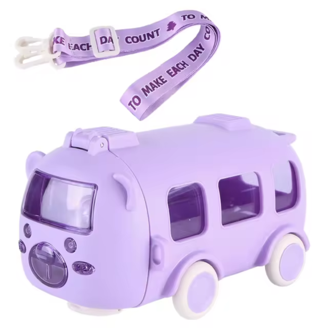 Bus Shape Water Bottle With Straw for Kids (500ml)
